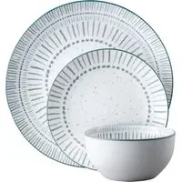 Vigo 12 Piece Dinnerware Set - Teal, Fine China