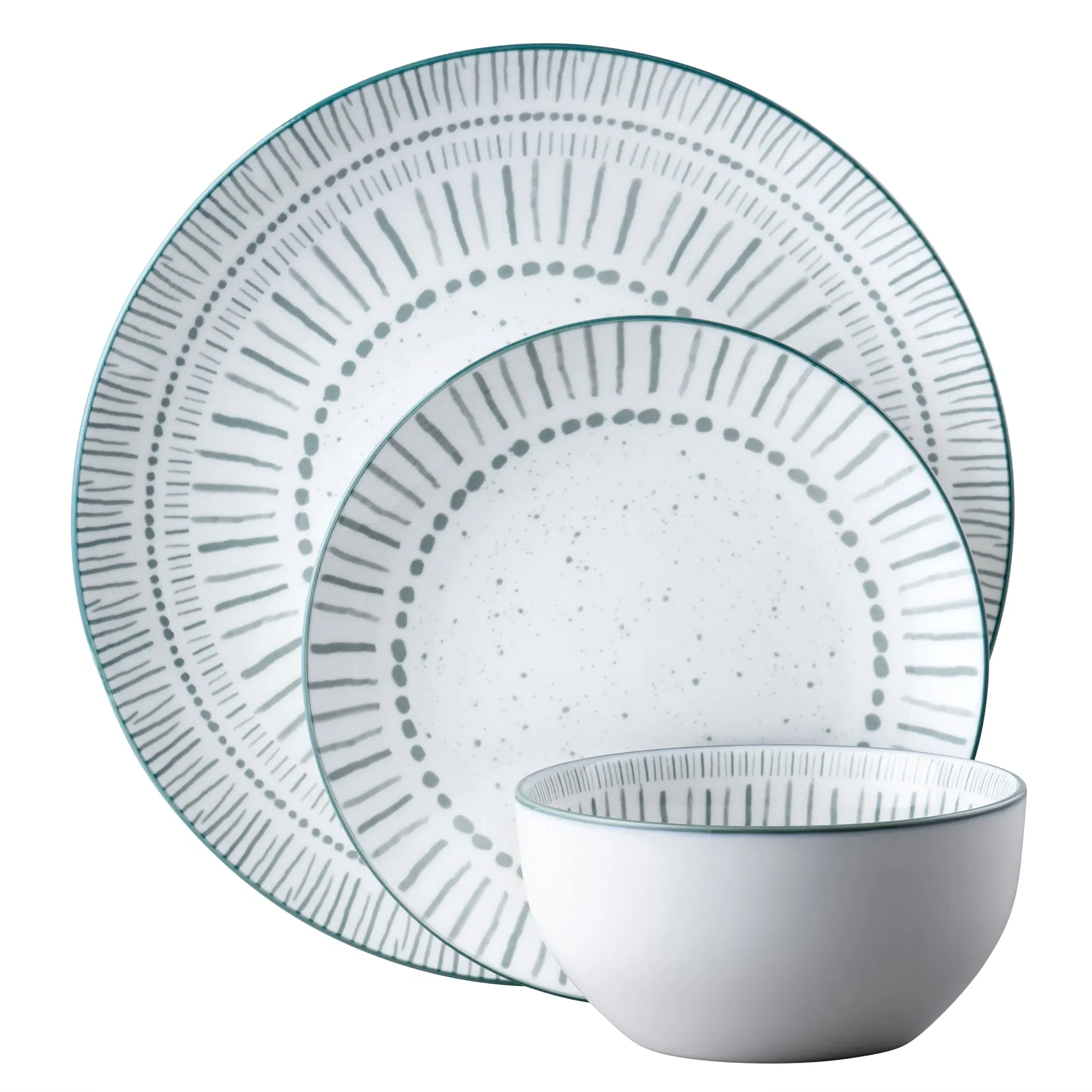 Vigo 12 Piece Dinnerware Set - Teal, Fine China image