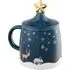 Winter Scene Lidded Mug with Stirrer - Gold Accents