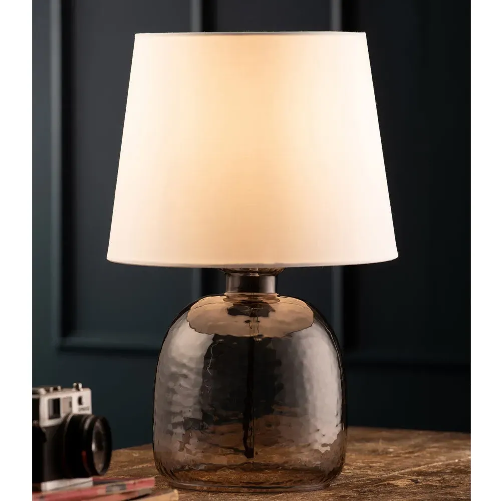 Boho Table Lamp with White Shade - Grey, Glass