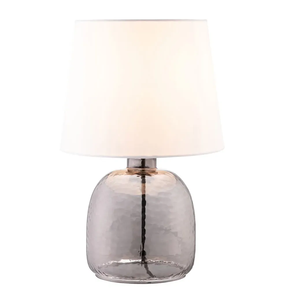 Boho Table Lamp with White Shade - Grey, Glass image