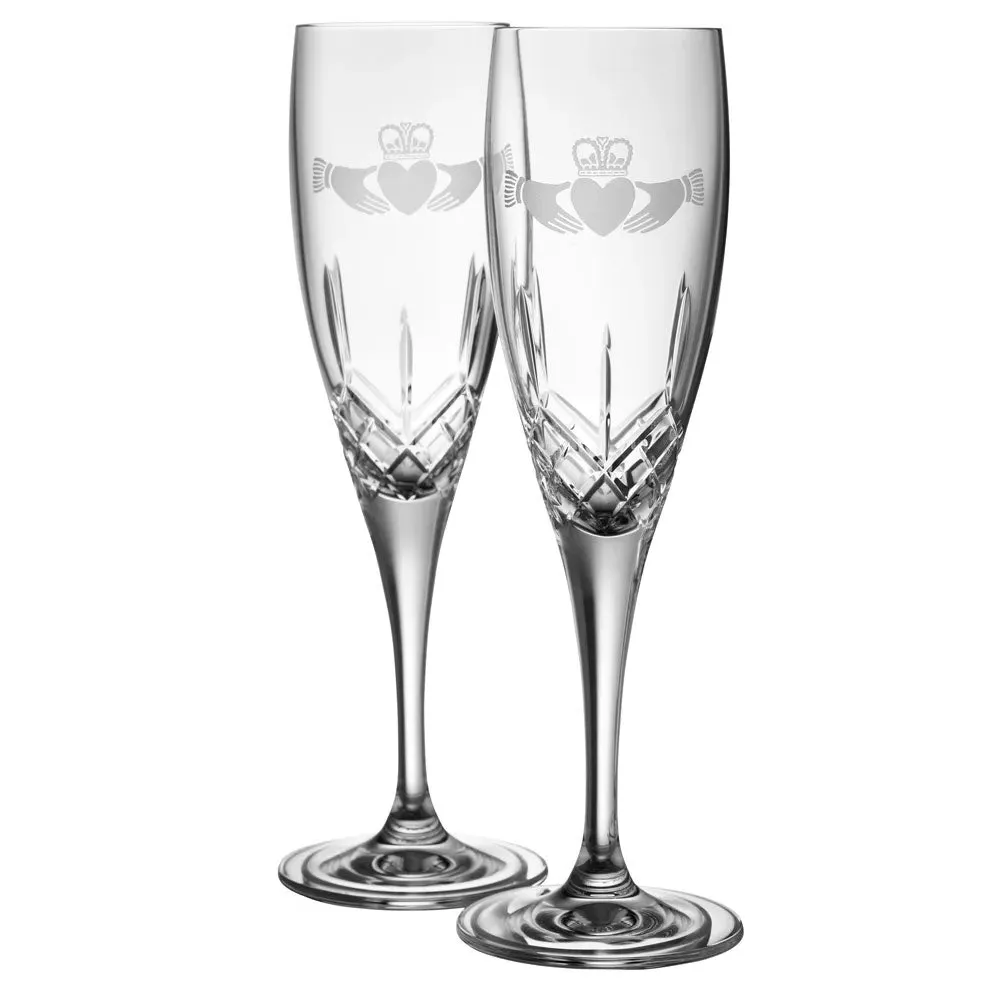 Claddagh Flute Pair - Crystal