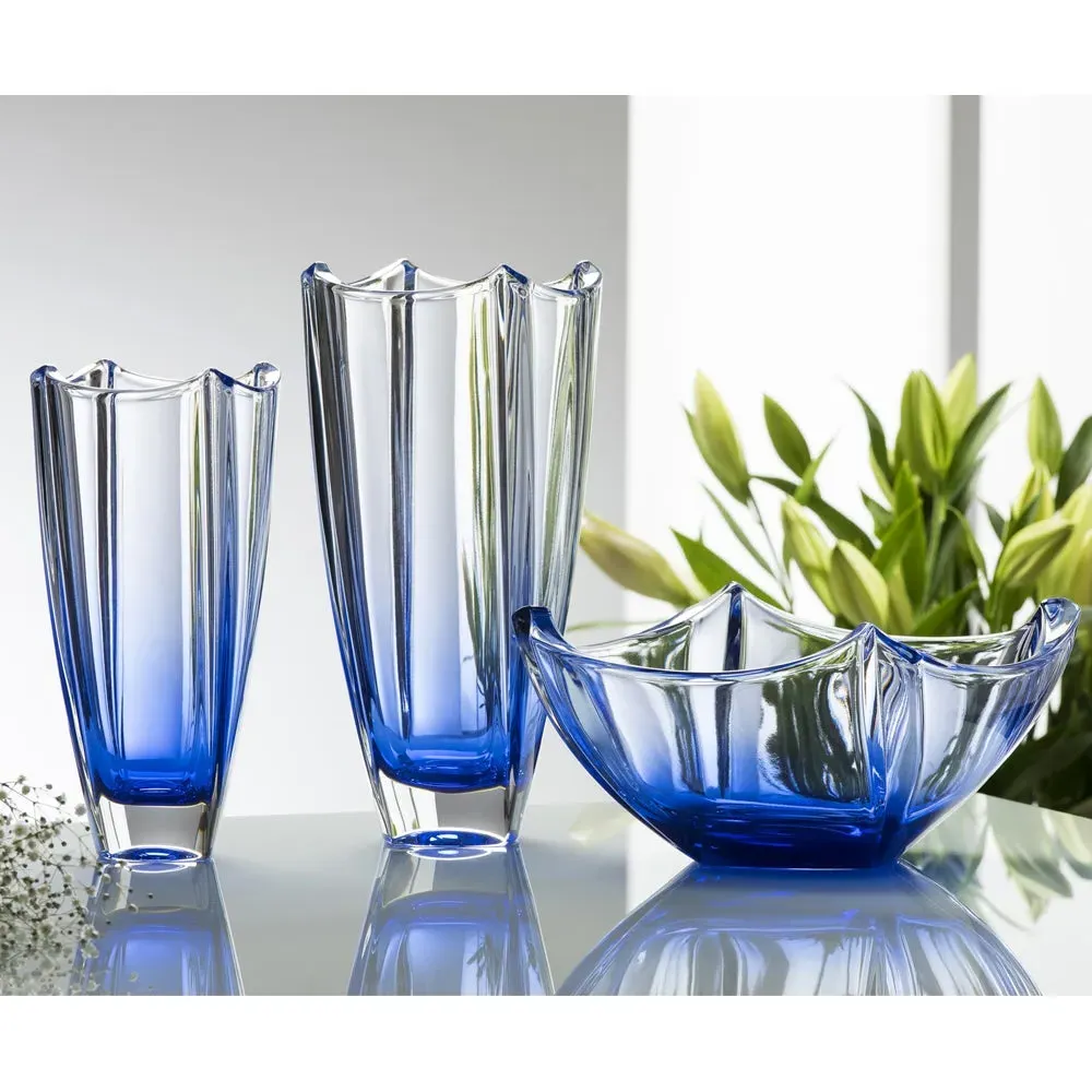 Dune 10" Square Vase - Sapphire, Crystal