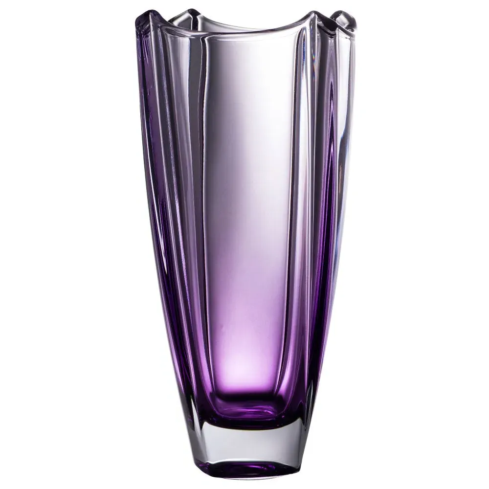 Dune 12 Inch Square Vase - Amethyst, Crystal