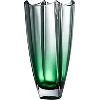 Dune 12 Inch Square Vase - Emerald, Crystal
