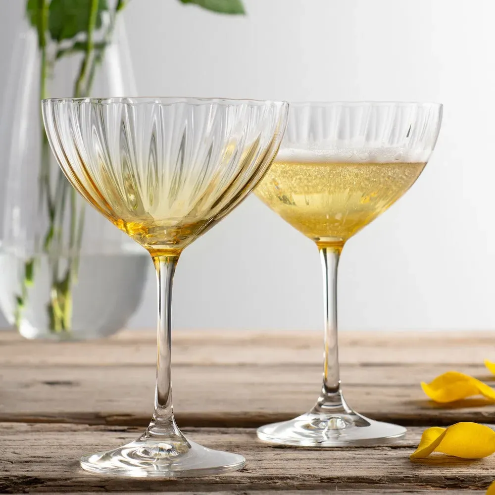 Erne Cocktail Saucer Set of 2 - Amber, Crystal