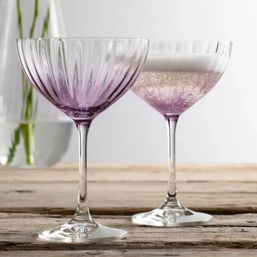 Erne Cocktail Saucer Set of 2 - Amethyst, Crystal