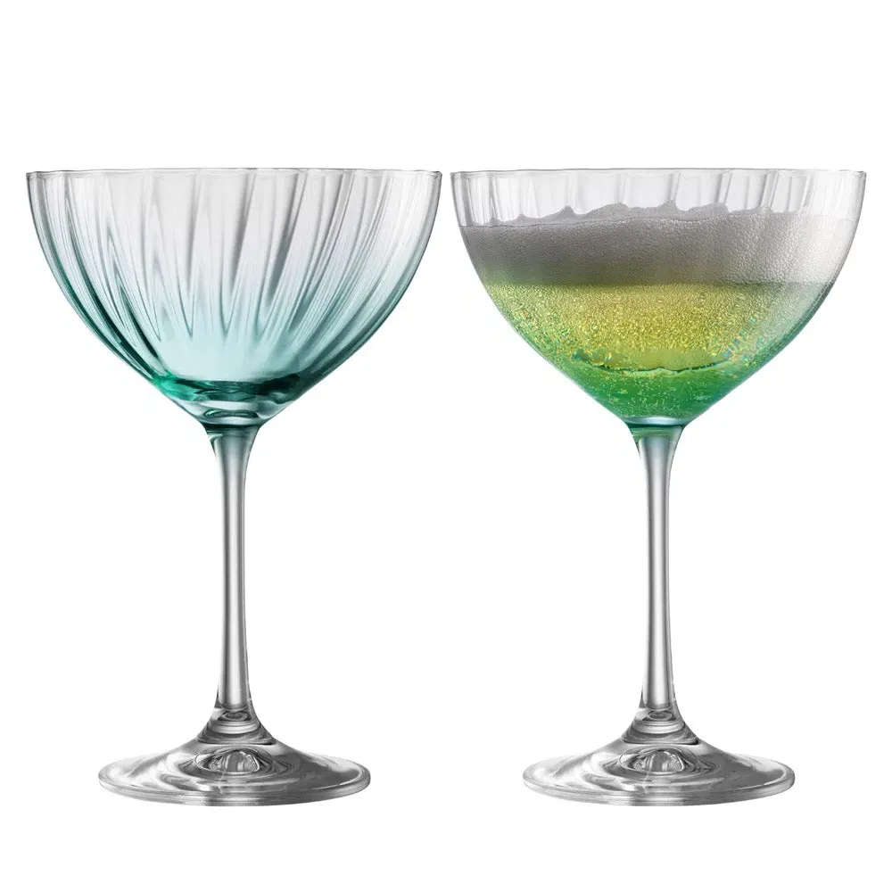Erne Cocktail/Champagne Saucer Set of 2 - Aqua, Crystal product