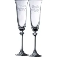 Floral Bride & Groom Liberty Champagne Flute Pair - Crystal alternate view