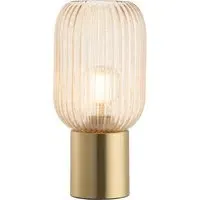 Fluted Glass Table Lamp - Amber, Brass