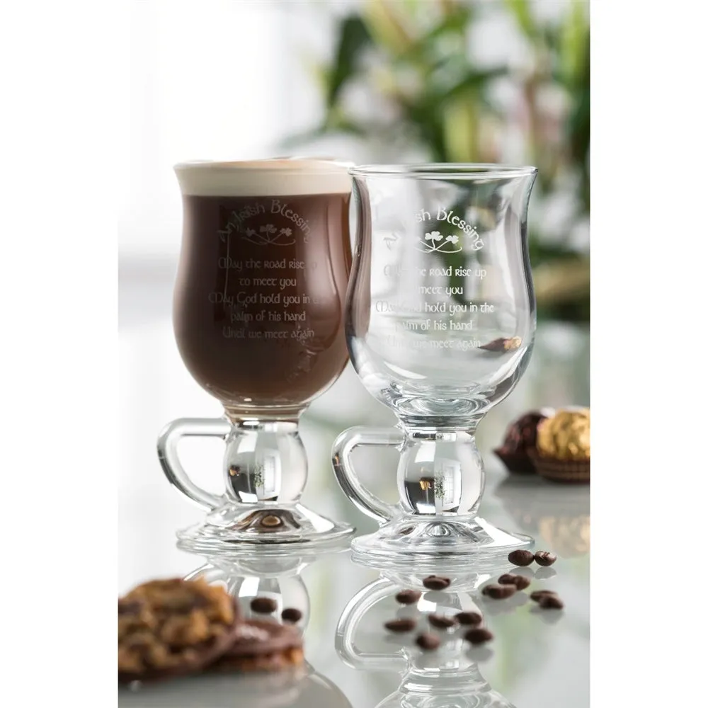 Irish Blessing Latte Glass Pair - Clear