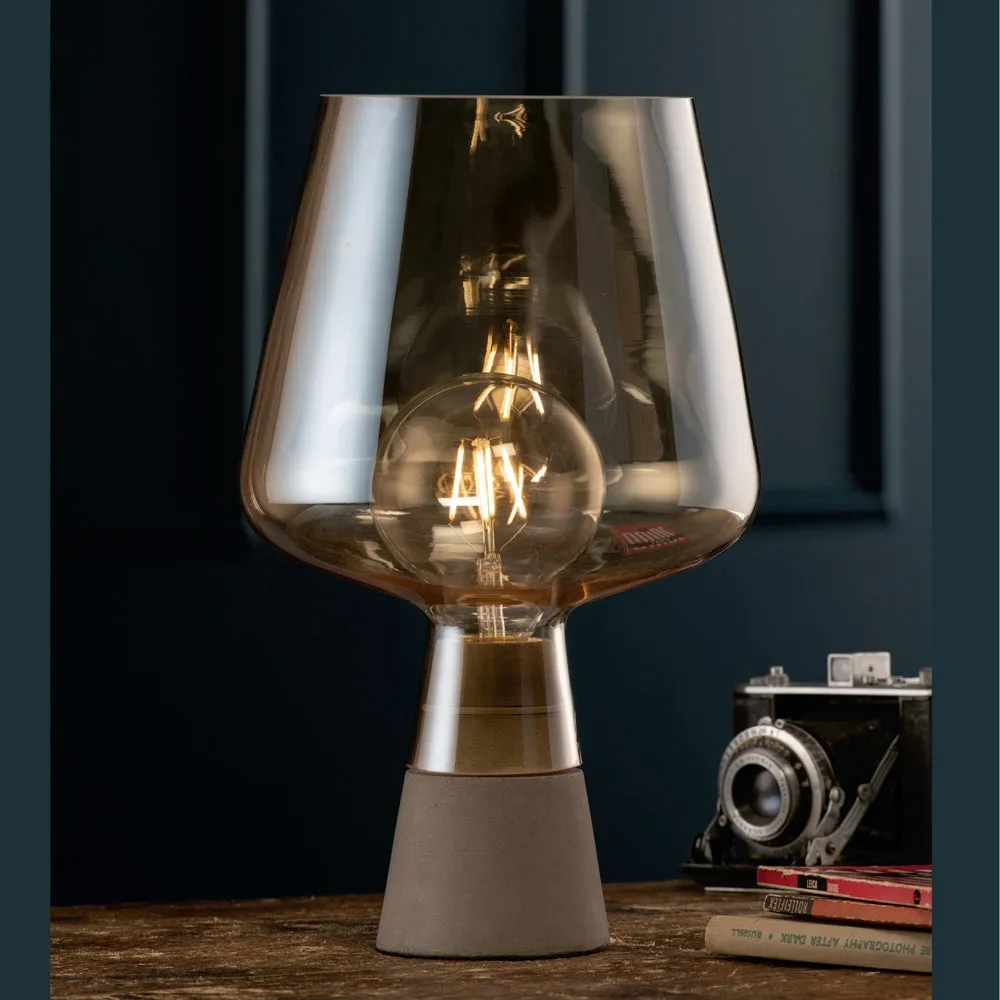 Large Glass Table Lamp - Amber, Concrete