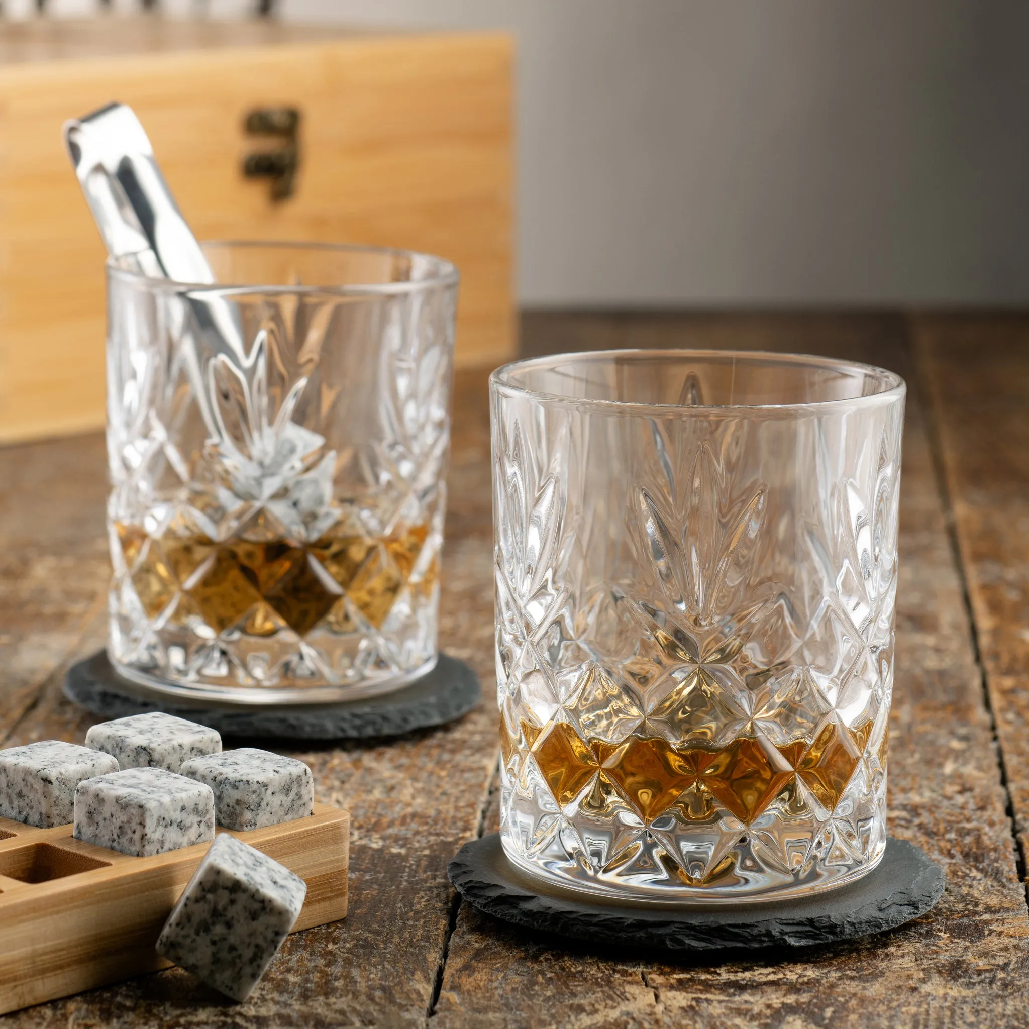 Renmore Bamboo Whiskey Set with Cooling Stones - Bamboo