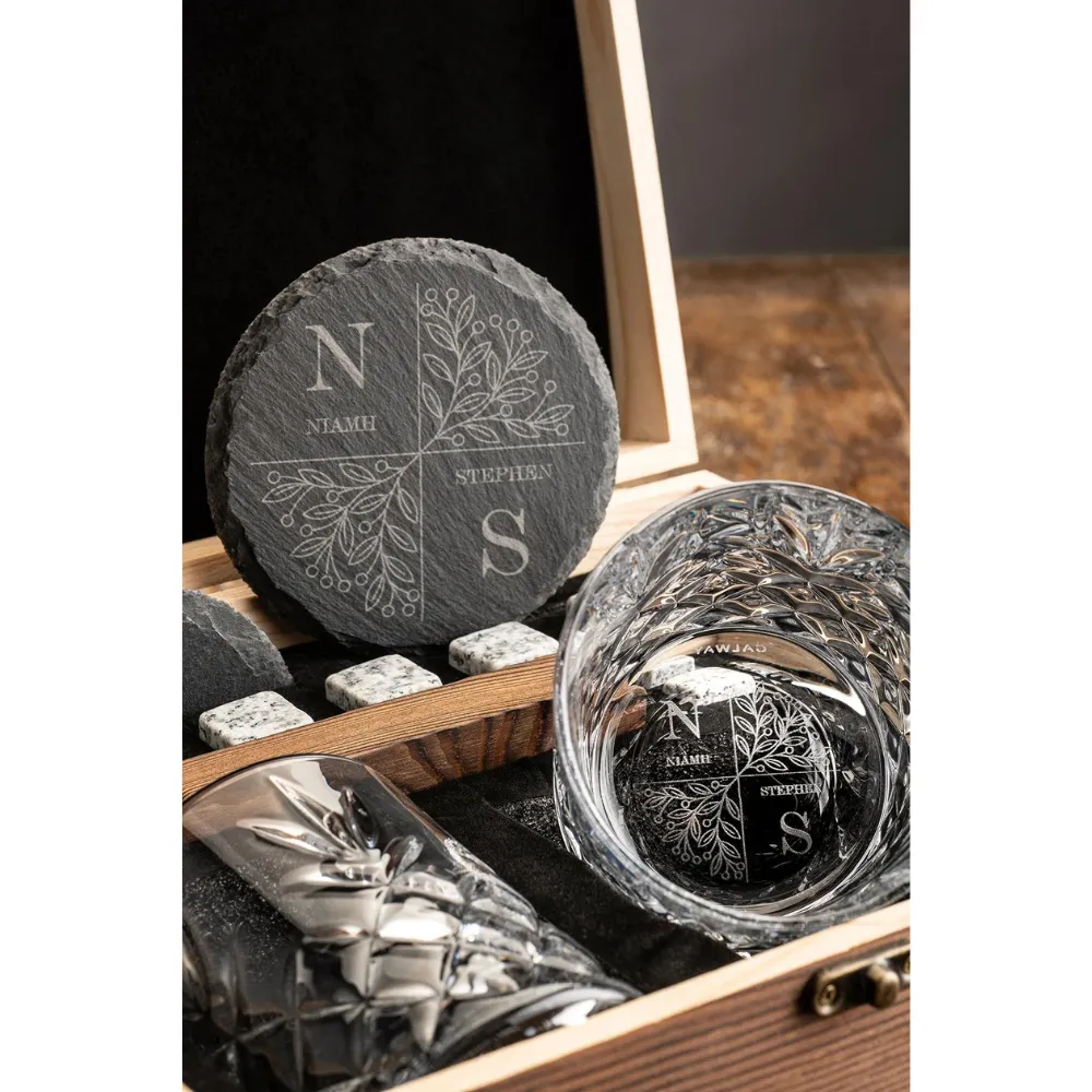 Renmore Bamboo Whiskey Set with Cooling Stones - Bamboo