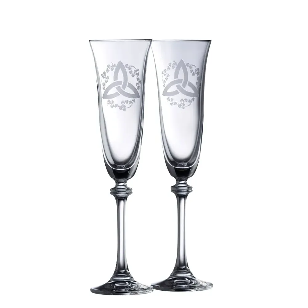 Trinity Knot Shamrock Flute Pair - Crystal