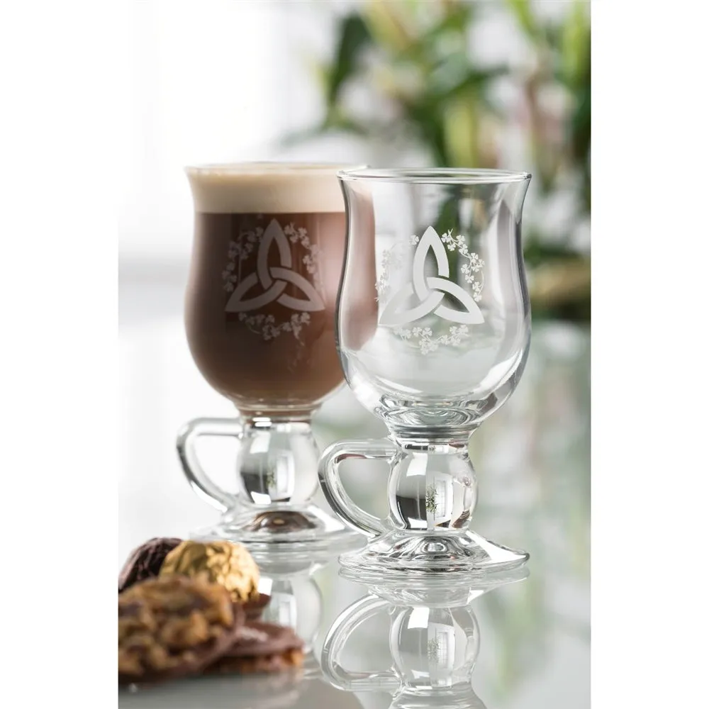 Trinity Knot Shamrock Latte Mugs Pair - Crystal