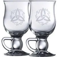 Trinity Knot Shamrock Latte Mugs Pair - Crystal