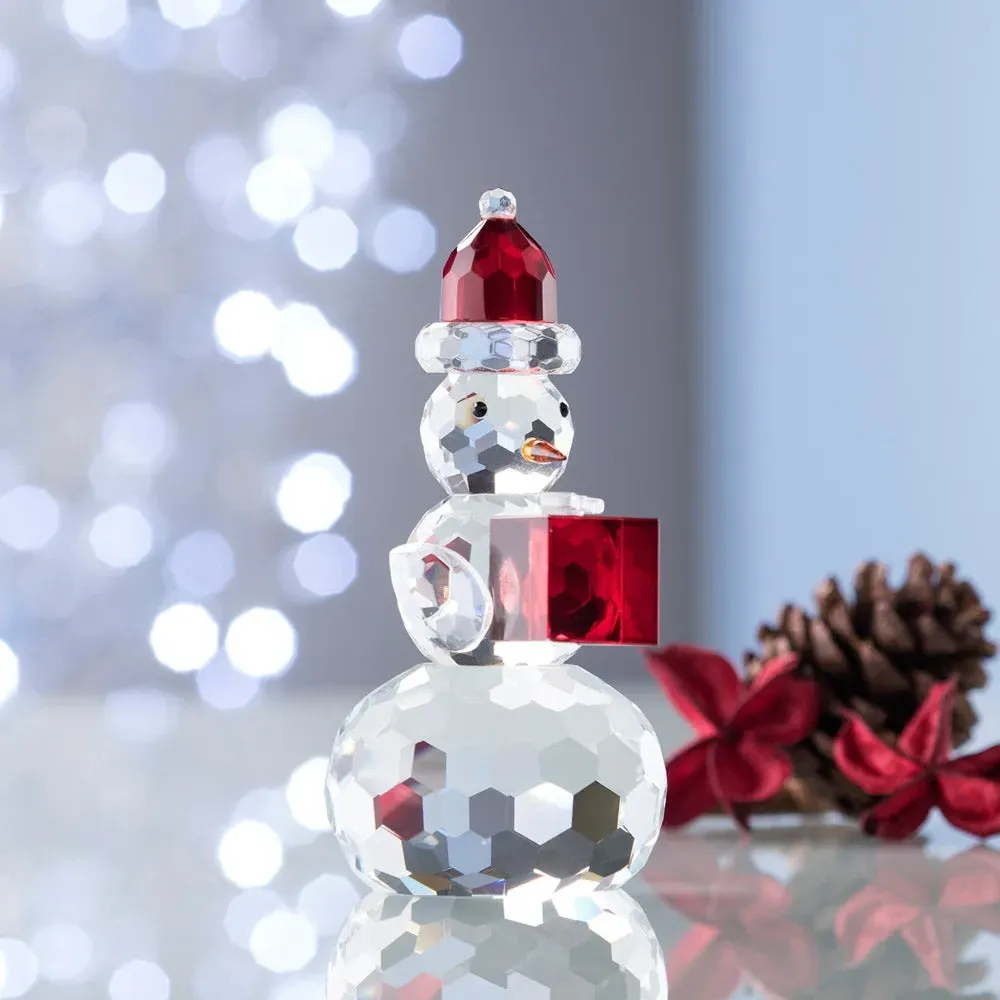 Gem Snowman Christmas Ornament with Red Hat - Clear