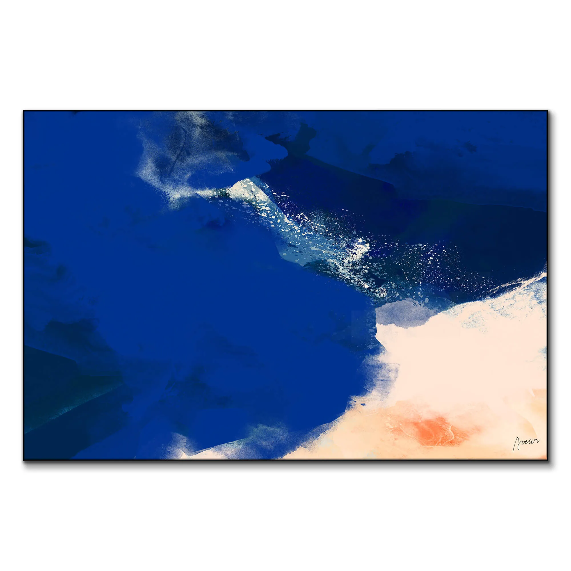 Blue Beer Sea Abstract Wall Art - Blue, Coral image