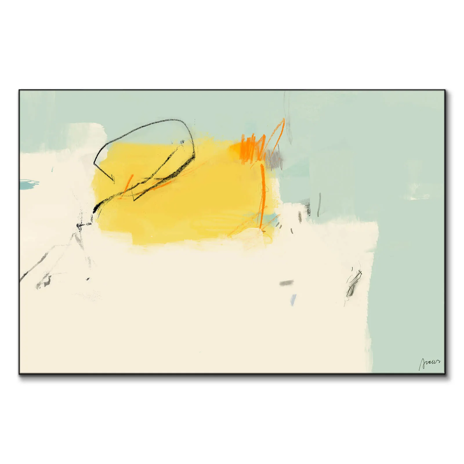 John Cage Abstract Art Print - Yellow, Blue image