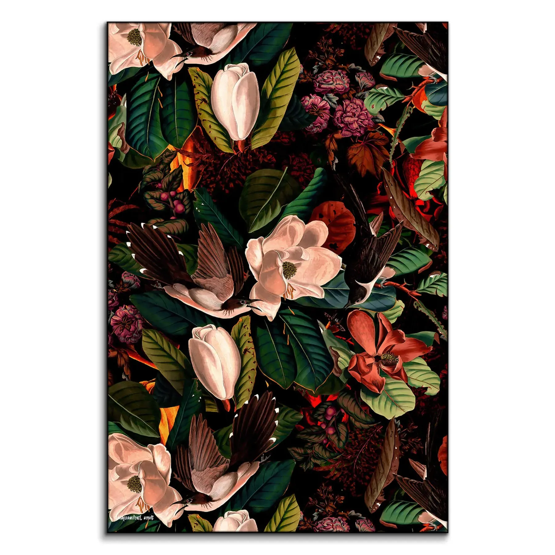 Floral And Birds XXI Wall Art - Dark image