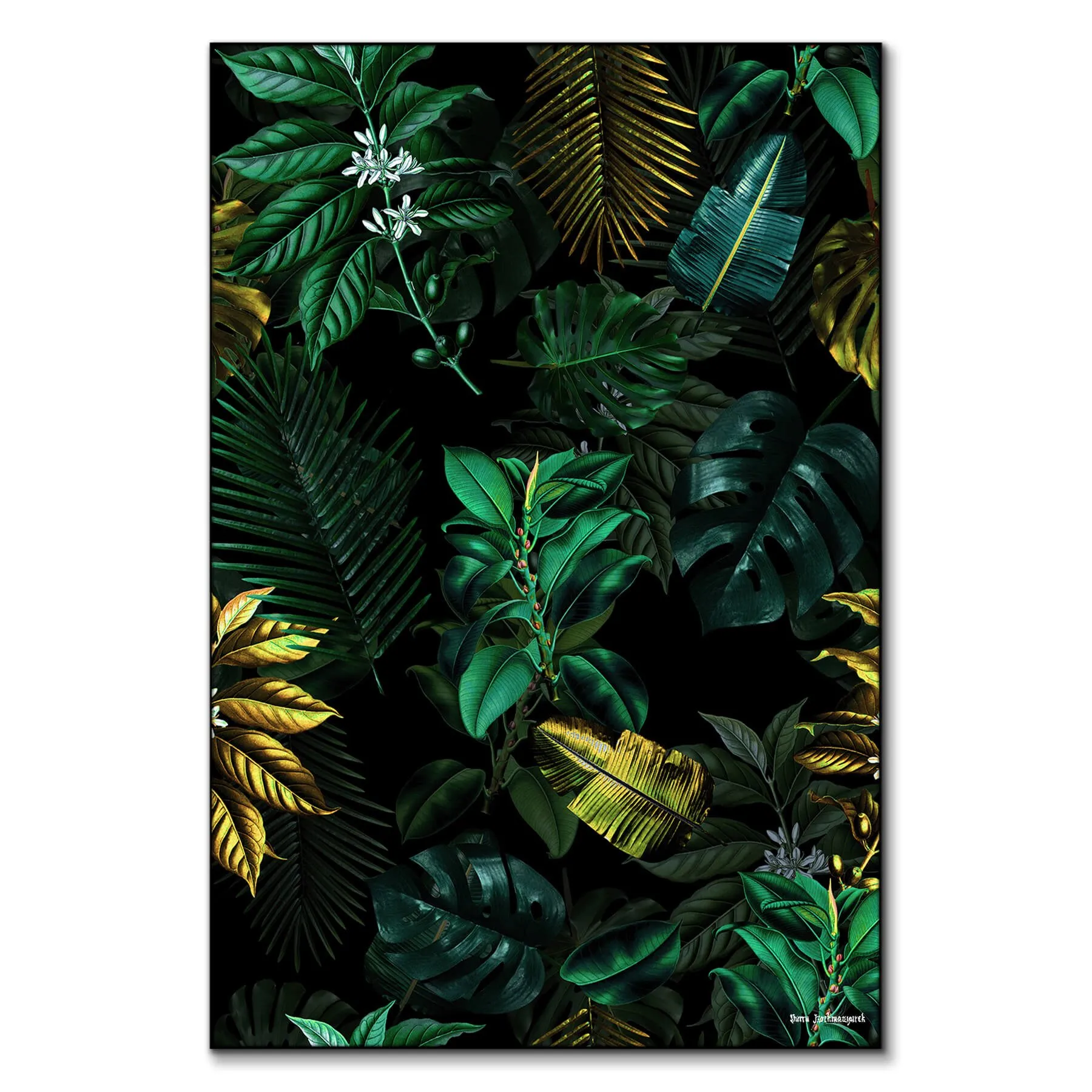 Tropical Garden VIII Botanical Art Print - Dark image