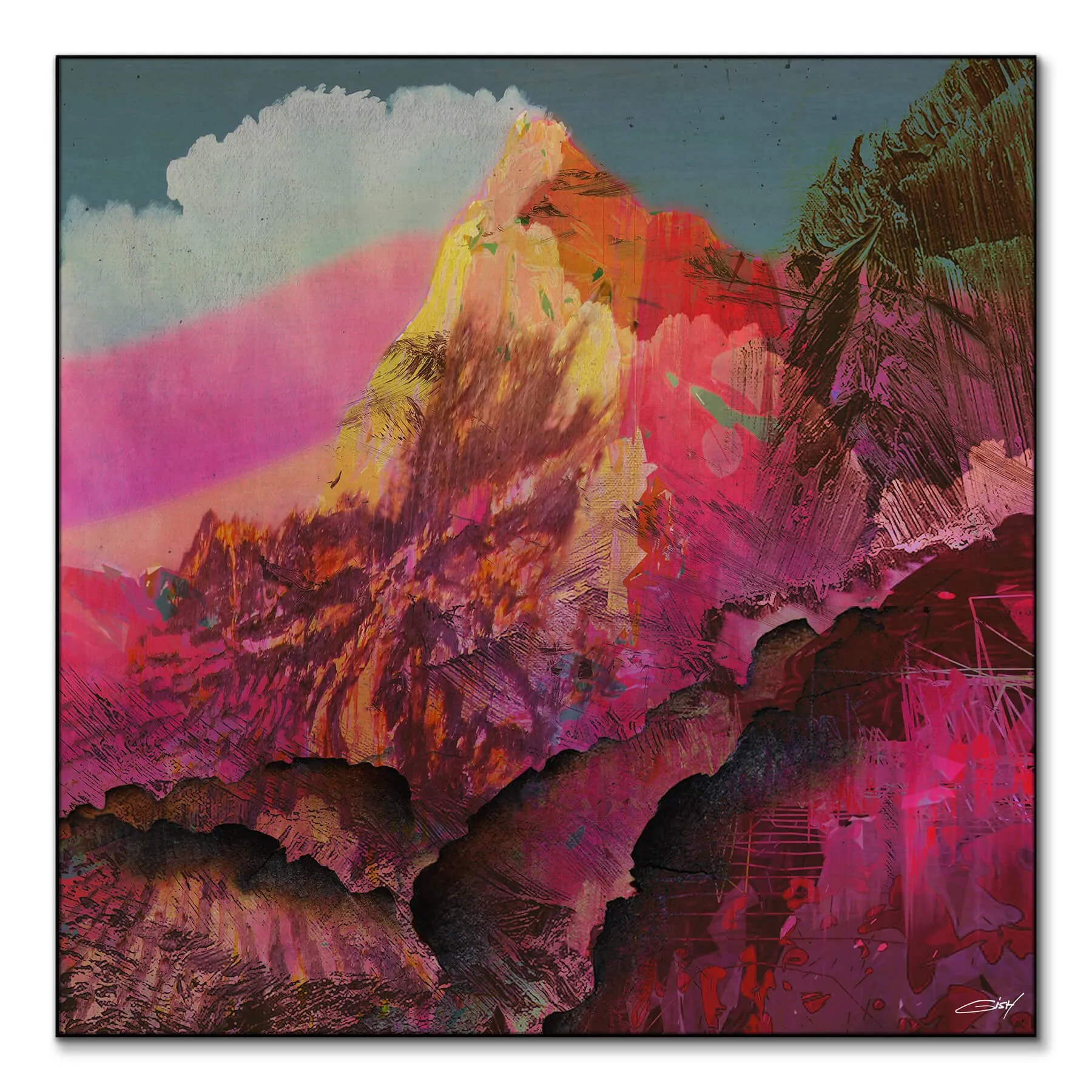 A Hiding Place Abstract Landscape Art Print - Warm image