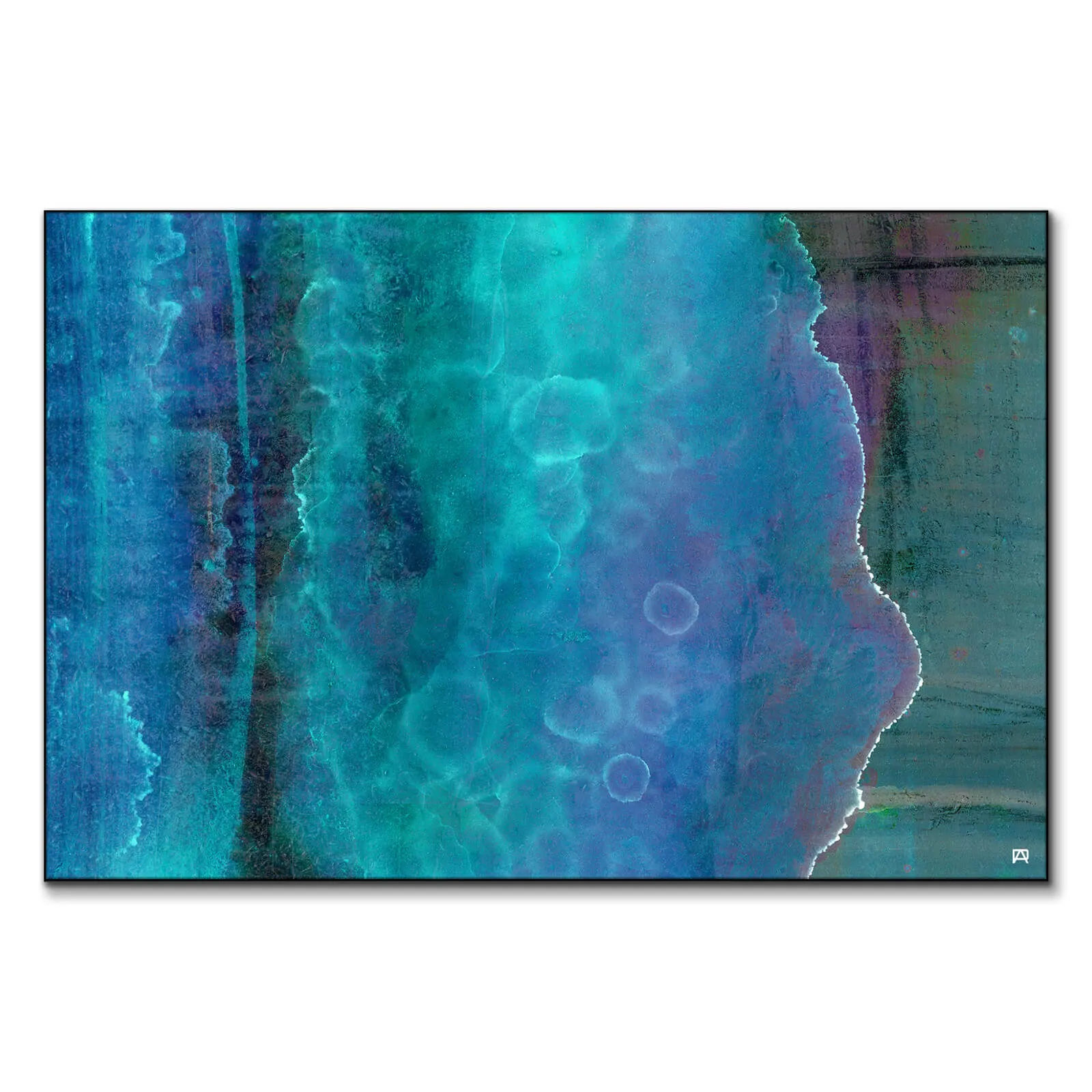 Blue Waves Abstract Art Print - Blue, Teal image