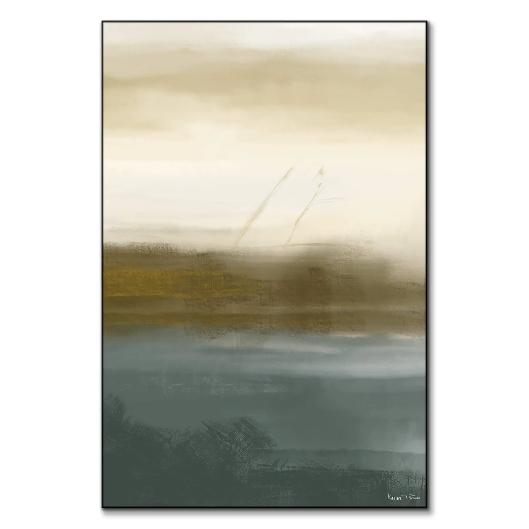 Gold Green No. 1 Abstract Art Print - Green image