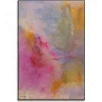 Splashes of Pink Abstract Wall Art - Yellow