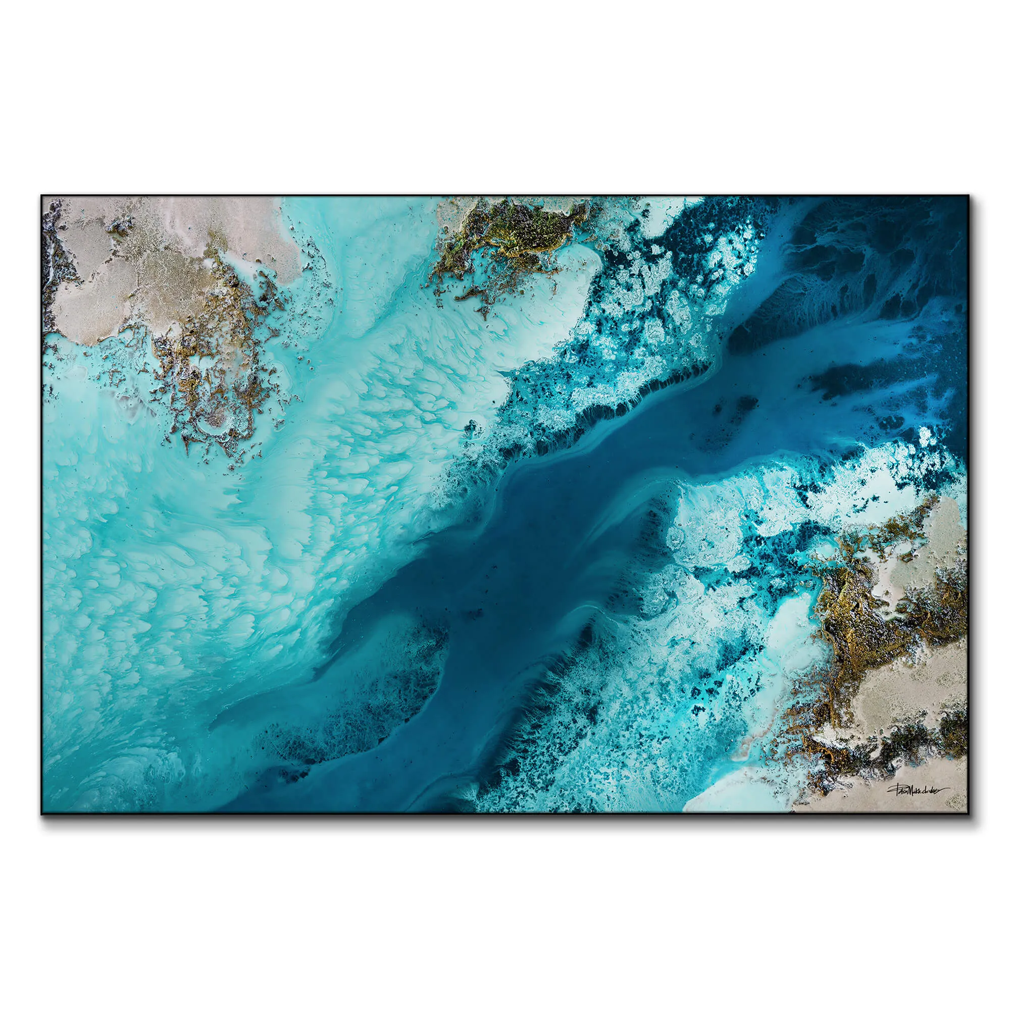 Salt Water Passage Abstract Art Print - Blue, Turquoise image