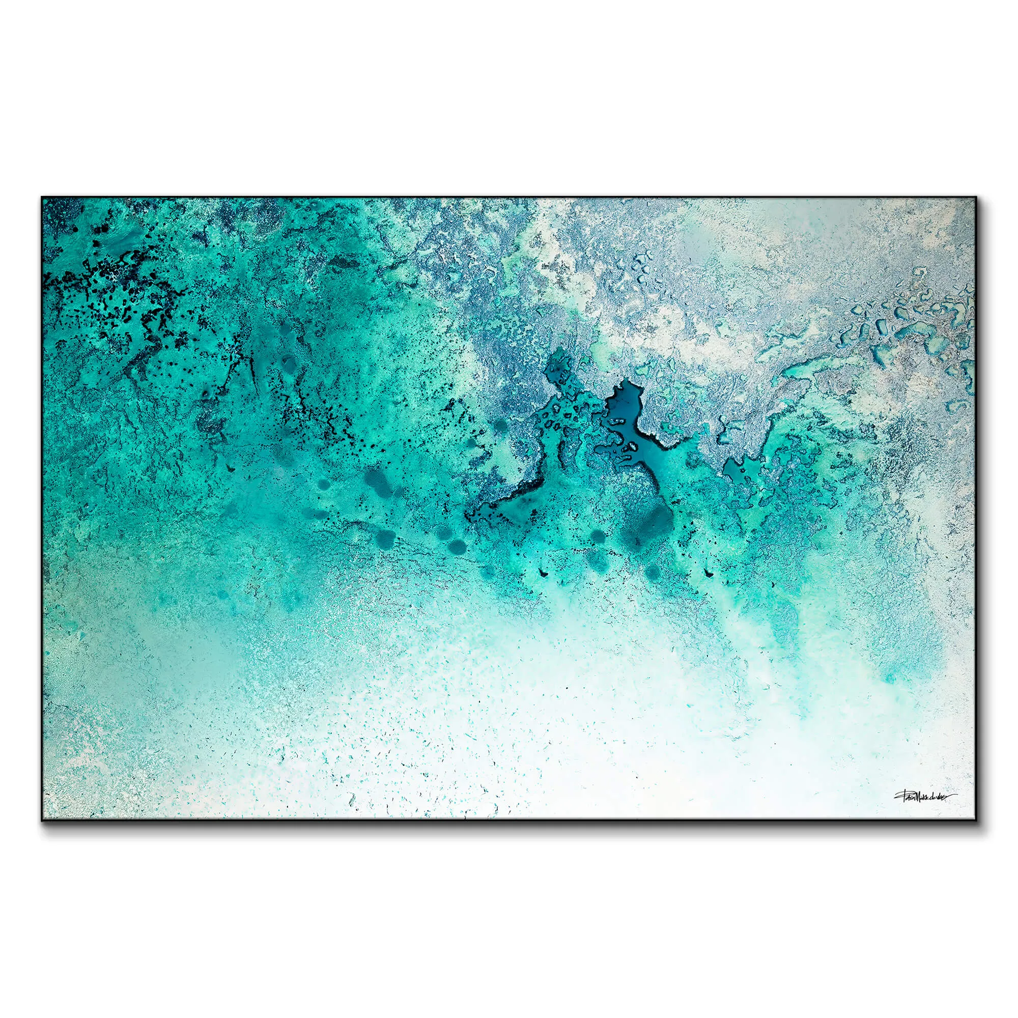 Turquoise Whispering Abstract Wall Art - Teal image