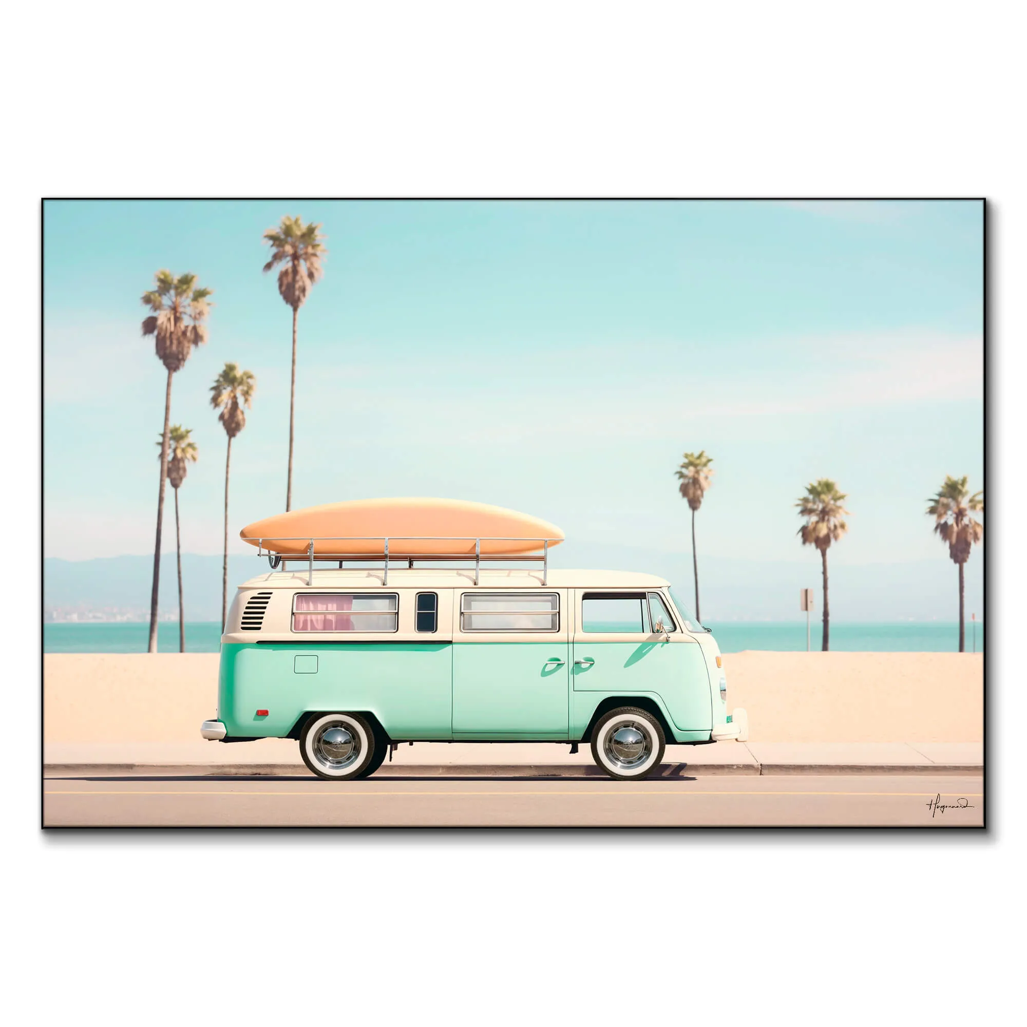 Pacific VW Van Wall Art - Pastel image