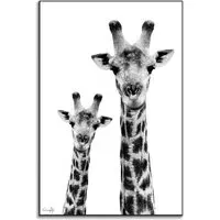 Philippe HUGONNARD Giraffe and Baby Wall Art - Black and White