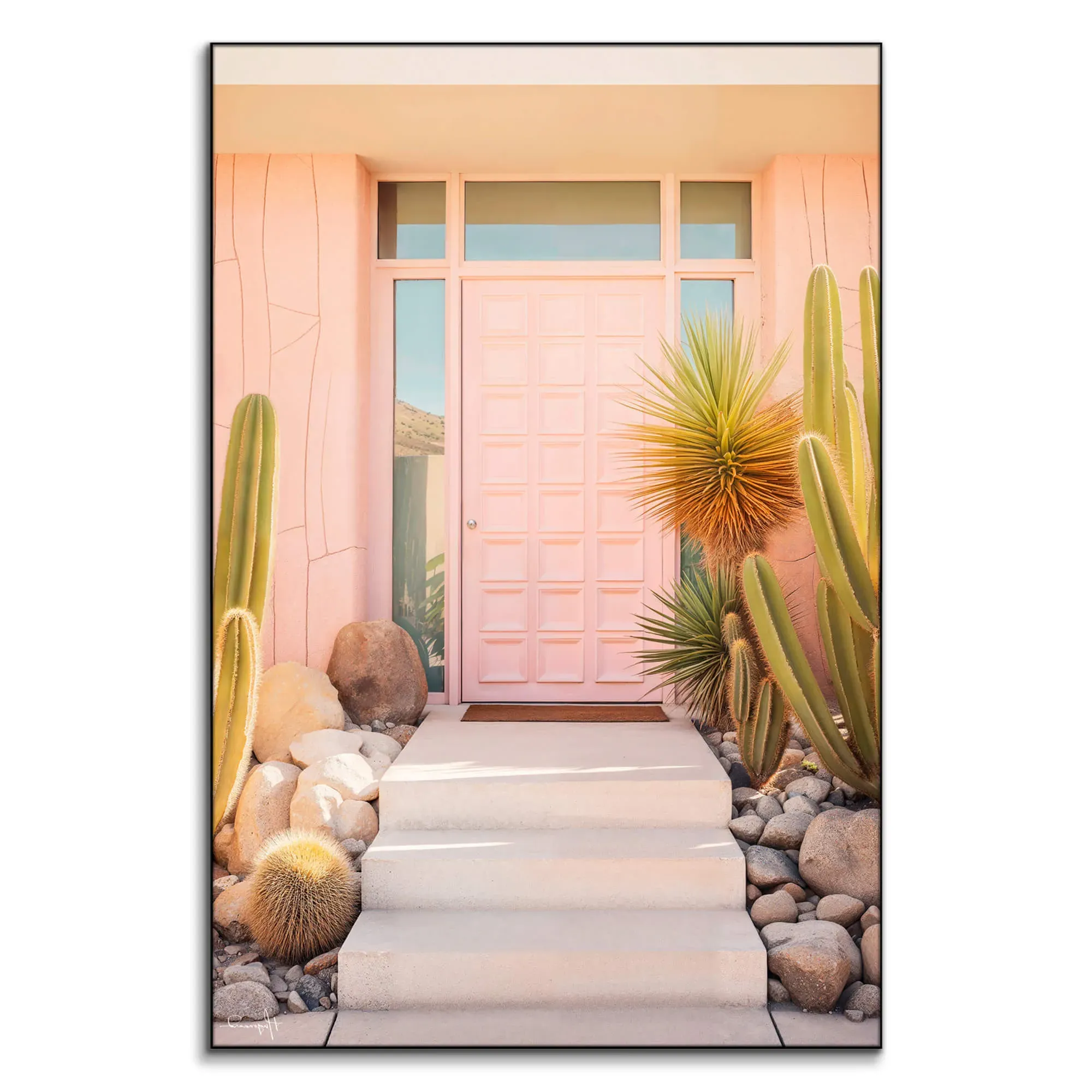 Philippe HUGONNARD Pink Mid-Century Wall Art - Pastel image
