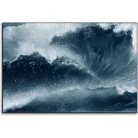 Crashing Blues Ocean Wave Art Print - Blue