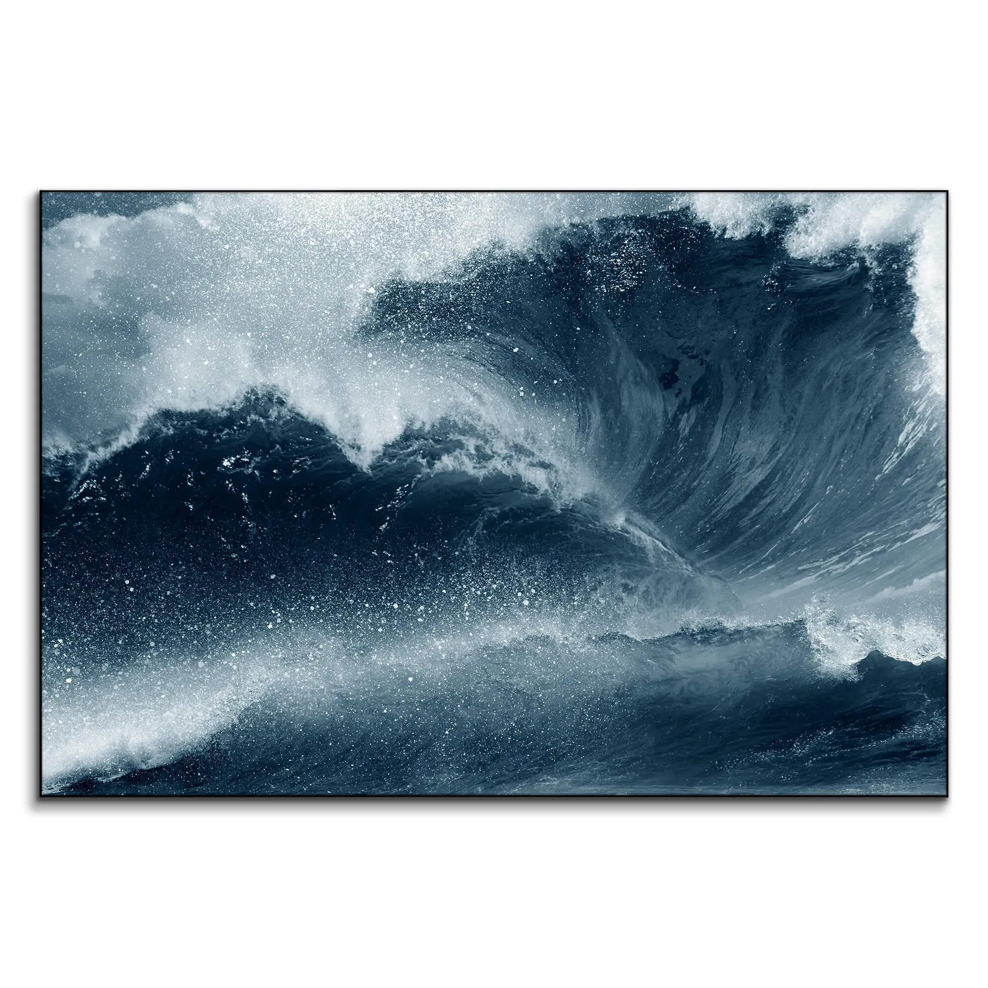 Crashing Blues Ocean Wave Art Print - Blue image