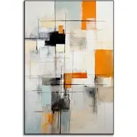 Tic Tac Toe Abstract Wall Art - Orange