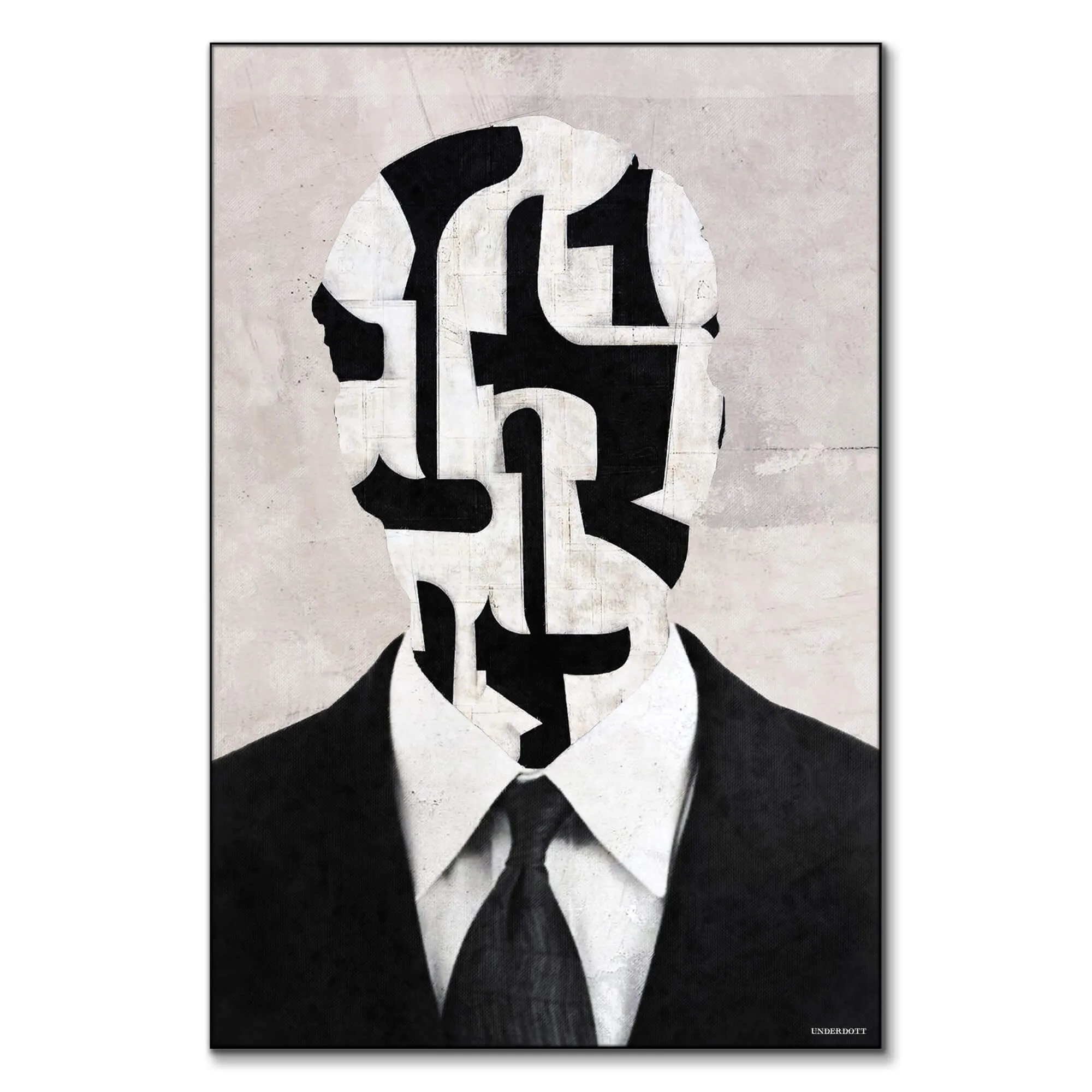 Surreal Geodesics Wall Art Print - Black and White image