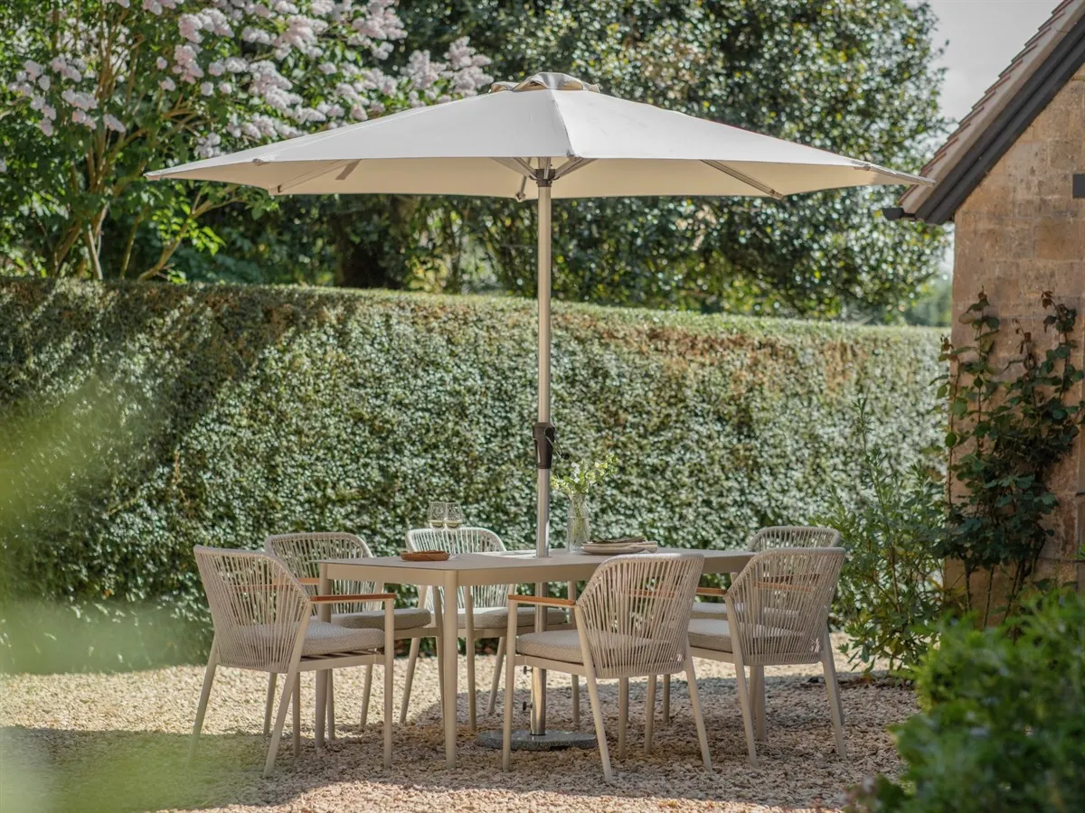 Antibes 6-Seater Rectangle Dining Set with Parasol - Mocha product