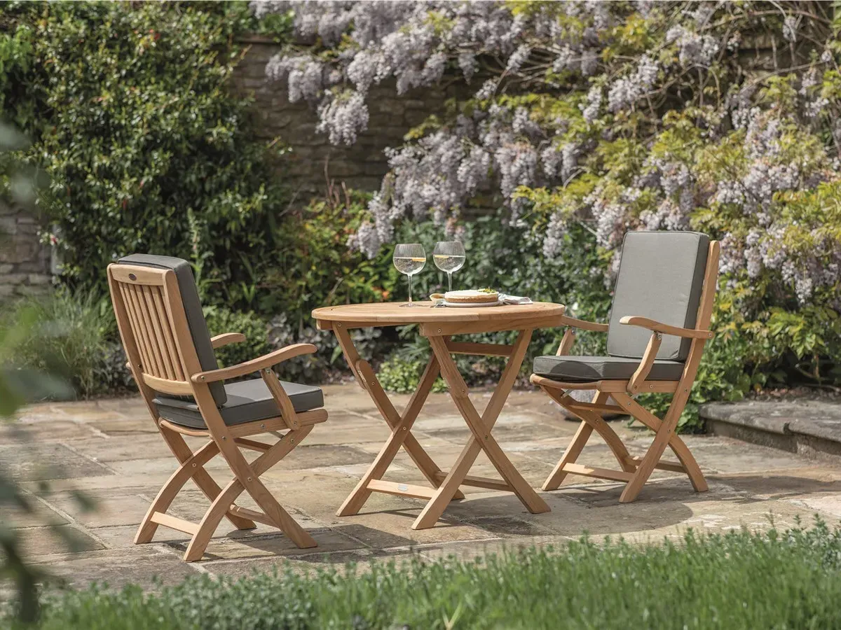 Bibury Teak Bistro Folding Table Set with 2 Armchairs product