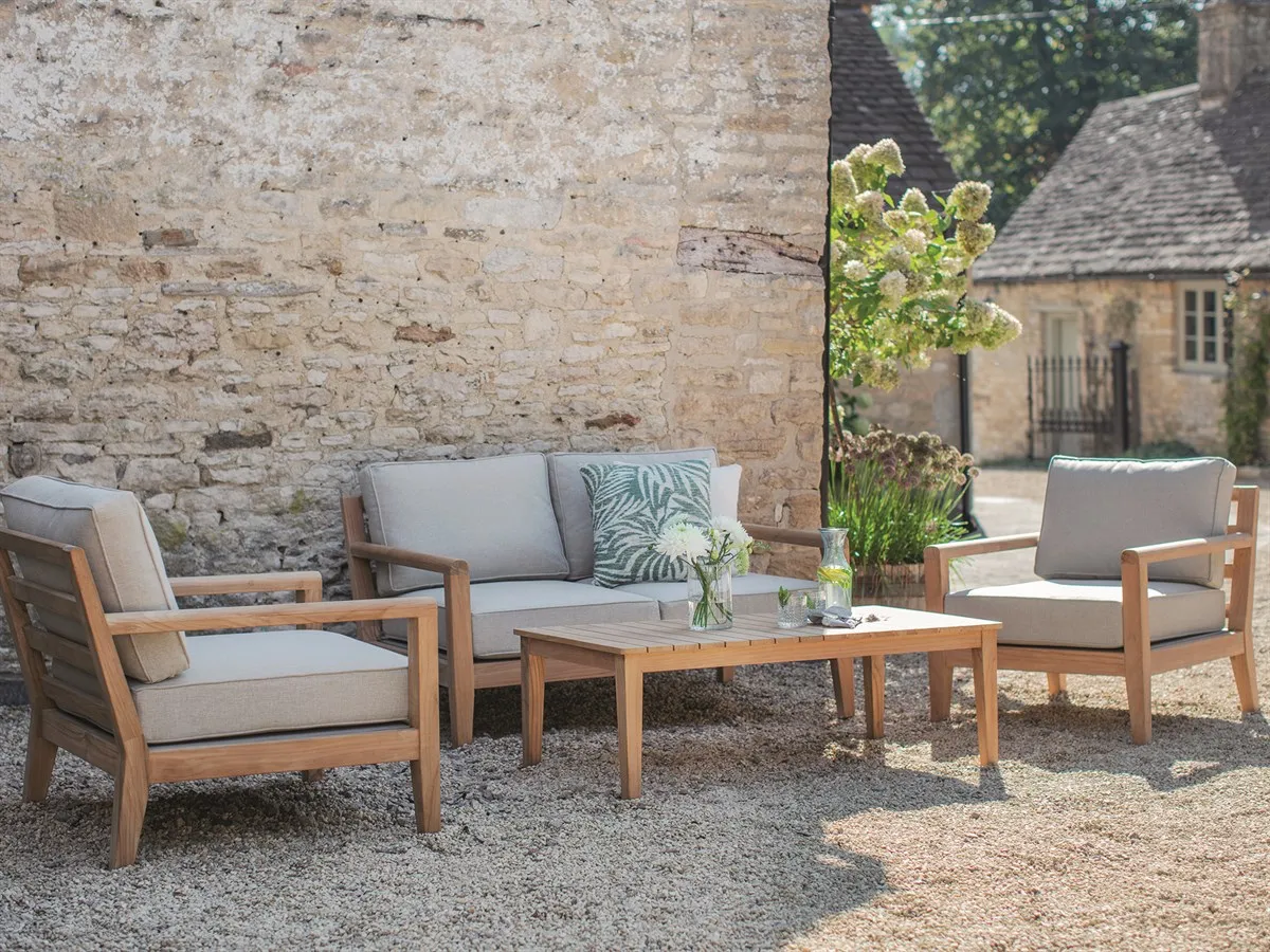 Bordeaux Teak 2-Seater Sofa, Coffee Table & 2 Armchairs Set product