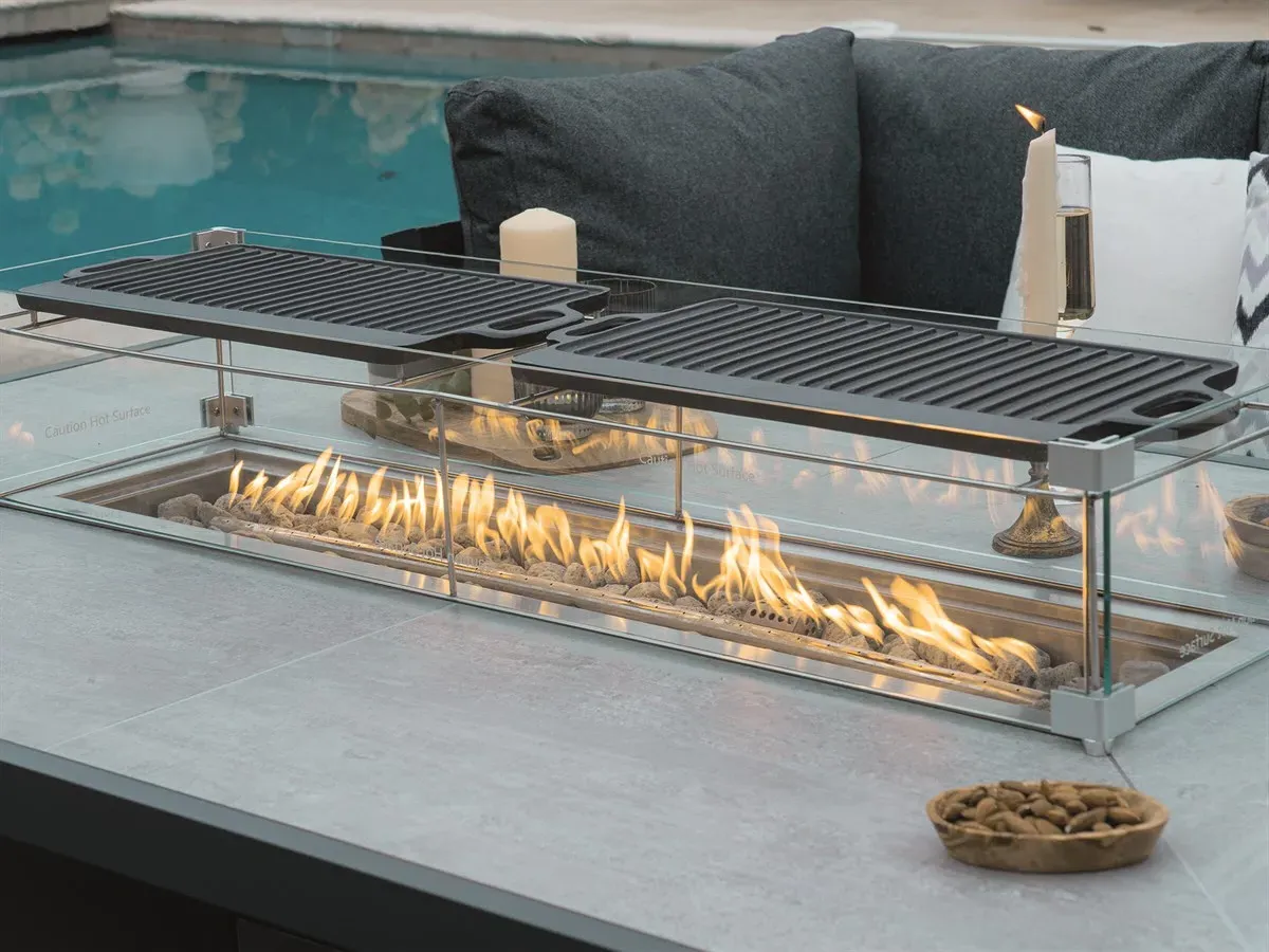 Cast Iron Griddles with Brackets for Rectangle Firepit Table product