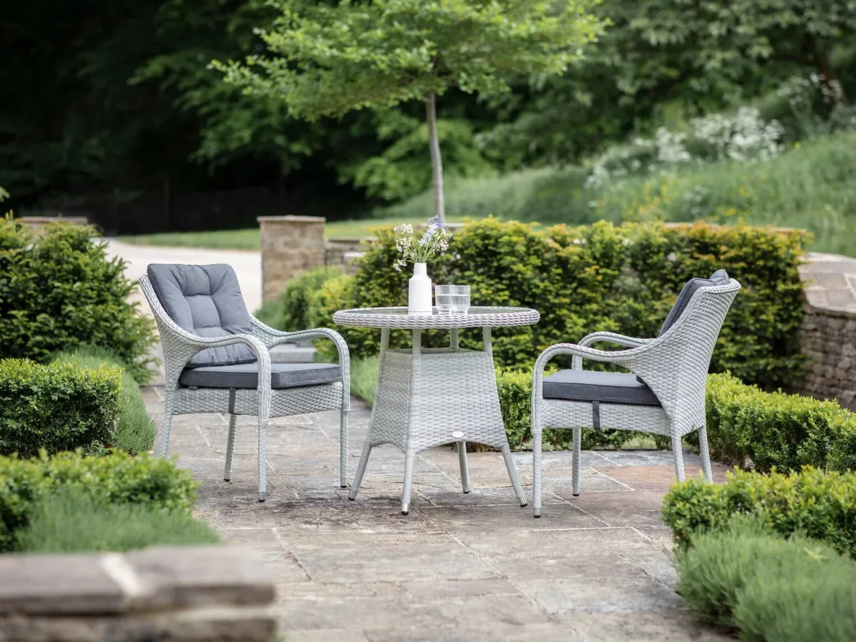 Cherington Cloud Rattan Bistro Table Set with 2 Armchairs product