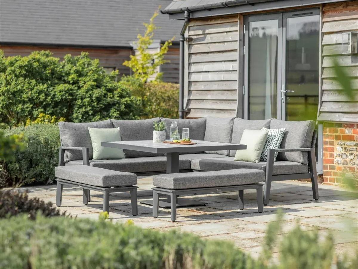 Geneva Corner Sofa Set with Adjustable Square Table & 2 Benches product