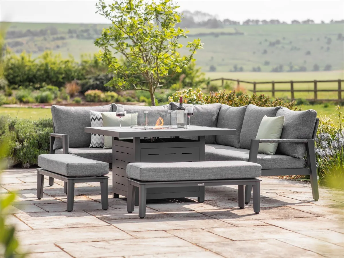 Geneva Corner Sofa Set with Firepit Table & 2 Benches product