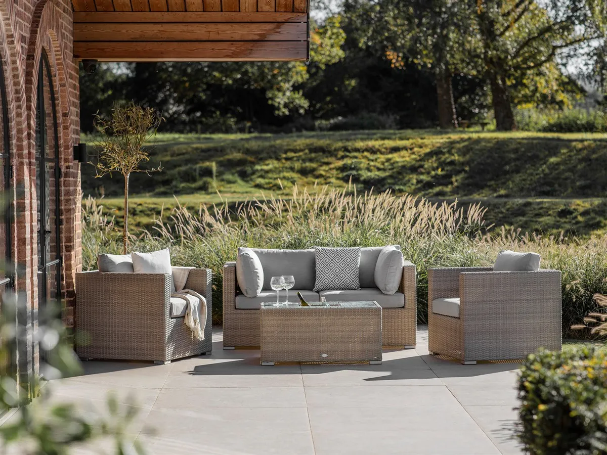 Kingscote 2 Seater Sofa Set with Ice Bucket Coffee Table & 2 Armchairs - Nutmeg, Rattan product