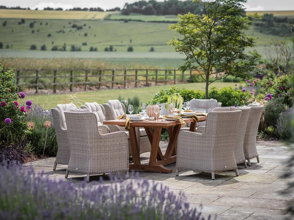 Kuta & Chedworth Rectangle Outdoor Dining Set - Teak, Rattan product