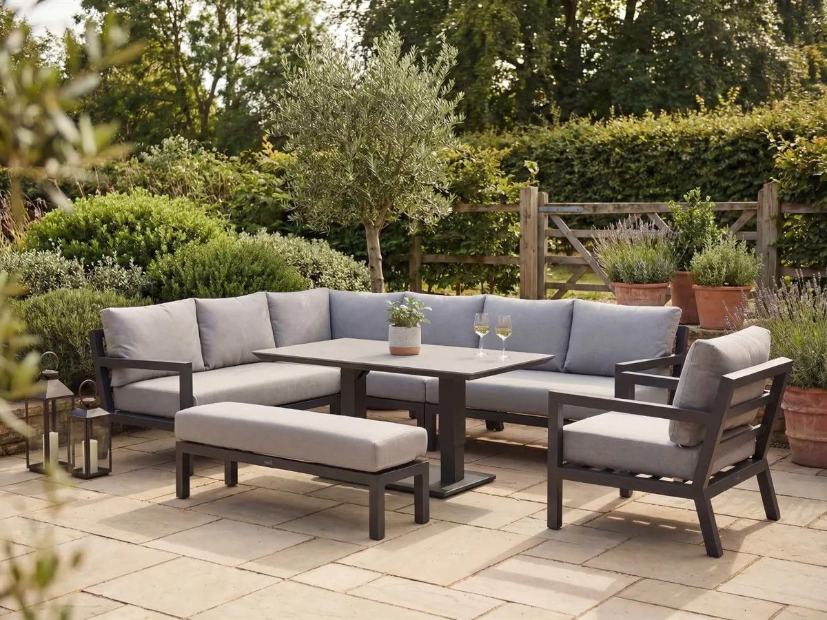 Lyon L-Shaped Sofa Set with Piston Adjustable Table - Anthracite product