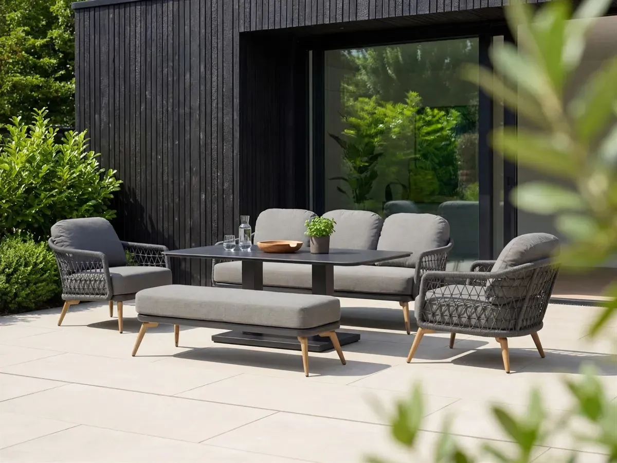 Malmo 3-Seater Sofa Set with Piston Table & Bench - Charcoal product